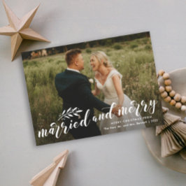 Tarjeta Festiva Navidades de fotografía de Boda casados y con escr