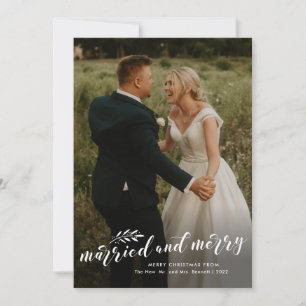 Tarjeta Festiva Navidades de fotografía de Boda casados y con escr