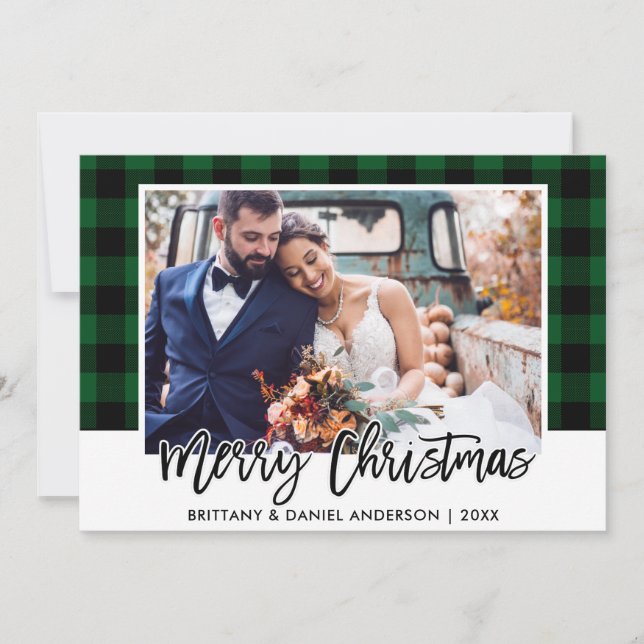 Tarjeta Festiva Navidades de fotografía de Boda de plástico con es (Anverso)