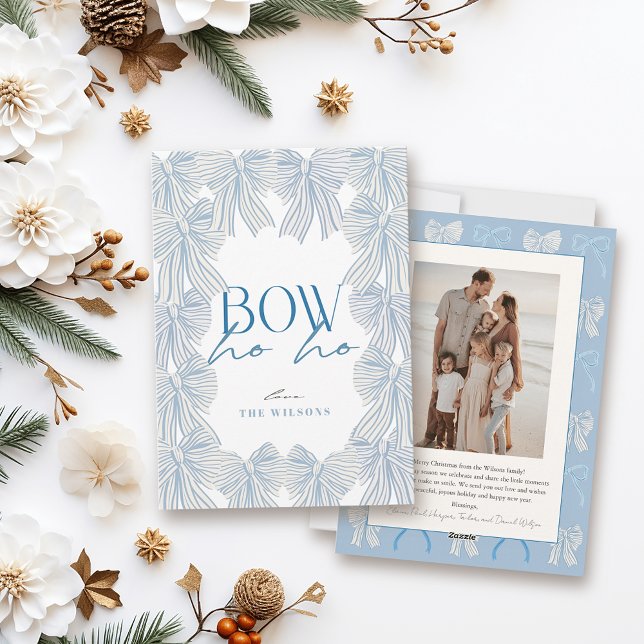Tarjeta Festiva Navidades de fotografía de Bow Ho Blue Bows (Subido por el creador)