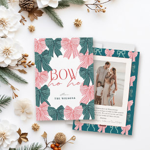 Tarjeta Festiva Navidades de fotografía de Bow Ho Red & Green Bows