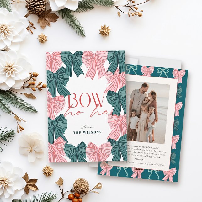 Tarjeta Festiva Navidades de fotografía de Bow Ho Red & Green Bows (Subido por el creador)