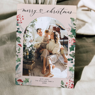 Tarjeta Festiva Navidades de fotografía de caligrafía de vegetació