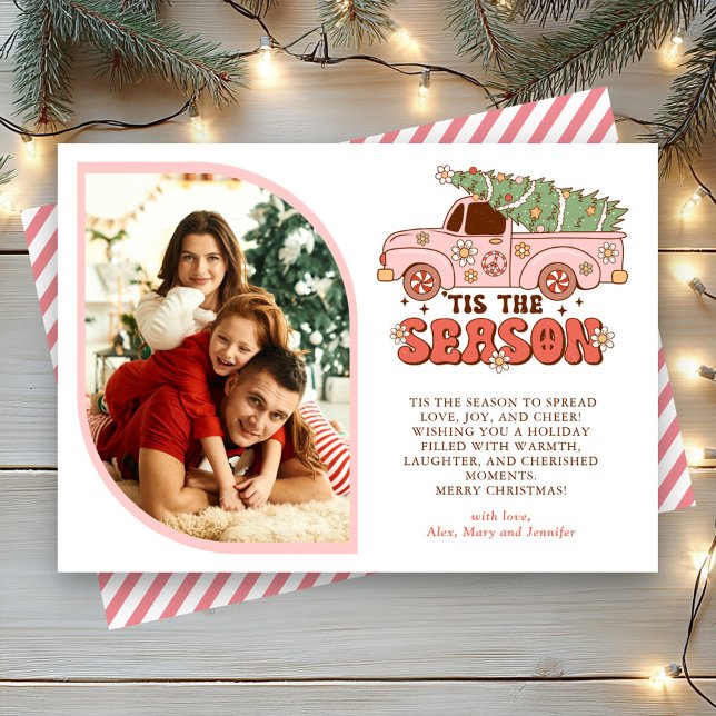 Tarjeta Festiva Navidades de fotografía de Camión Rosado Groovy en (Subido por el creador)
