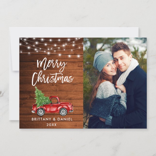 Tarjeta Festiva Navidades de fotografía de Cepillo de Madera Ilumi (Anverso)