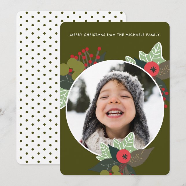 Tarjeta Festiva Navidades de fotografía de Círculo Botánico Verde  (Anverso / Reverso)