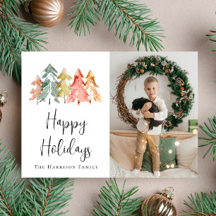 Tarjeta Festiva Navidades de fotografía de color acuático de pino