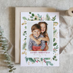 Tarjeta Festiva Navidades de fotografía de color acuático y Reliev<br><div class="desc">Celebre la temporada con nuestra tarjeta de Navidades de fotografía de personalizable, bellamente diseñada con vegetación acuática de invierno y elegantes toques de Relieve metalizado de oro falso. Esta tarjeta de Navidades ofrece un toque elegante y personalizado a sus saludos de vacaciones. Ideal para familias, parejas o amigos, agrega tu...</div>