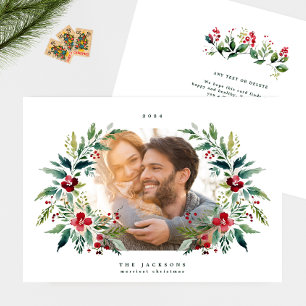 Tarjeta Festiva navidades de fotografía de coronas de cuadros clás