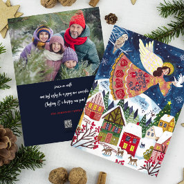 Tarjeta Festiva Navidades de fotografía de Cute Angel Peace on Ear