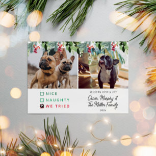 Tarjeta Festiva Navidades de fotografía de Cute Watercolor Mascota