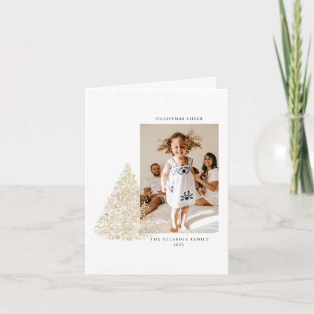 Tarjeta Festiva Navidades de fotografía de dos fotos de oro animan (Anverso)