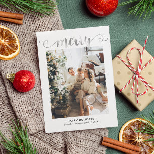 Tarjeta Festiva Navidades de fotografía de escritura de cerezo de