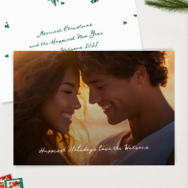 Tarjeta Festiva Navidades de fotografía de escritura moderna más f