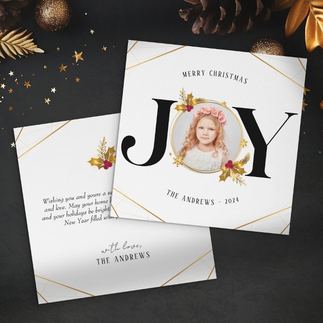 Tarjeta Festiva Navidades de fotografía de familia geométrica de o (Subido por el creador)