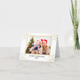 Tarjeta Festiva Navidades de fotografía de familia Purpurina de or