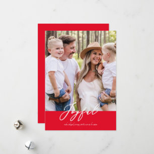 Tarjeta Festiva Navidades de fotografía de familia roja alegre