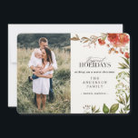 Tarjeta Festiva Navidades de fotografía de follaje acuático<br><div class="desc">Vacaciones más felices vacaciones acuarela follaje estag foto Navidades tarjeta de vacaciones.</div>