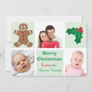 Tarjeta Festiva Navidades de fotografía de Gingerbread y Holly Per