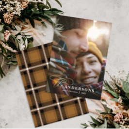 Tarjeta Festiva Navidades de fotografía de guijarros dorados de mo
