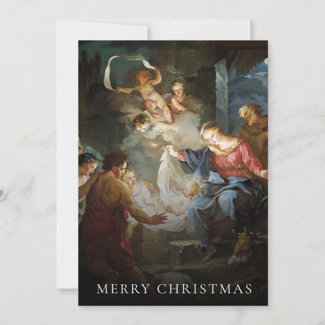 Tarjeta Festiva Navidades de fotografía de la escena religiosa de  (Anverso)