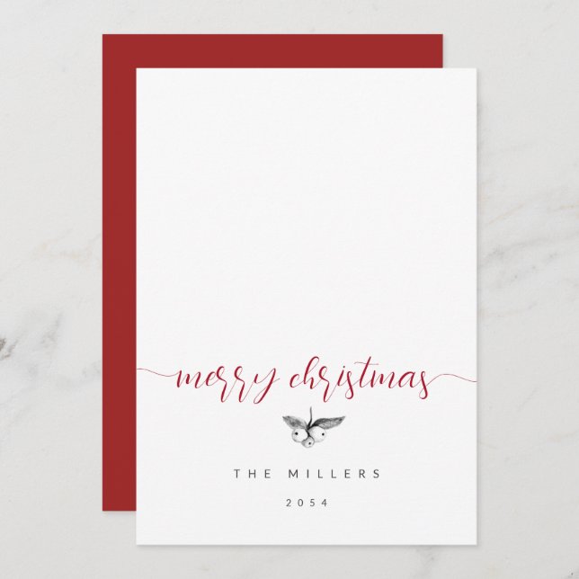 Tarjeta Festiva Navidades de fotografía de la familia Black White  (Anverso / Reverso)