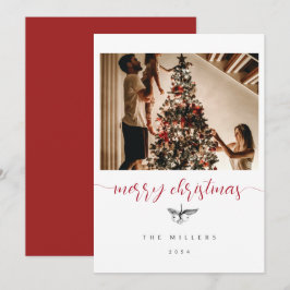 Tarjeta Festiva Navidades de fotografía de la familia Black White 