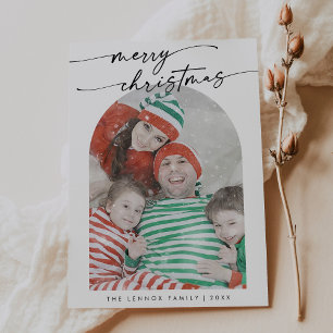 Tarjeta Festiva Navidades de fotografía de la familia Boho Moda Bl