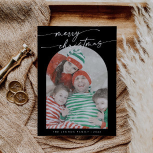 Tarjeta Festiva Navidades de fotografía de la familia Boho Moda Da