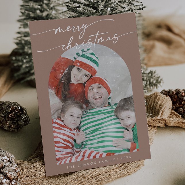 Tarjeta Festiva Navidades de fotografía de la familia Boho Moda Ne (Subido por el creador)