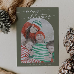 Tarjeta Festiva Navidades de fotografía de la familia Boho Moda Ol