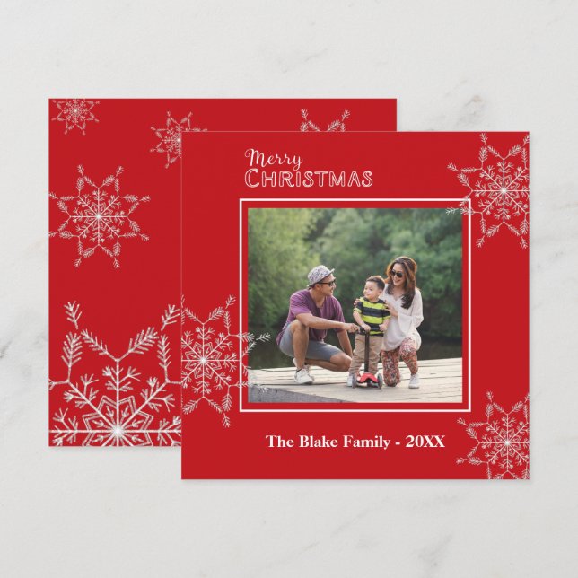 Tarjeta Festiva Navidades de fotografía de la familia de marcos bl (Anverso / Reverso)