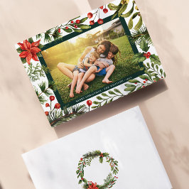 Tarjeta Festiva Navidades de fotografía de la familia Floral Water