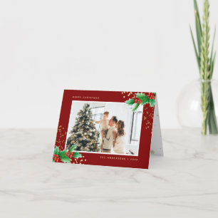 Tarjeta Festiva Navidades de fotografía de la familia Holly Berrie