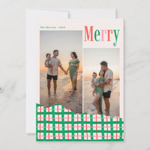 Tarjeta Festiva Navidades de fotografía de la familia Merry en neg