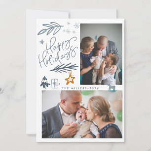 Tarjeta Festiva Navidades de fotografía de la familia Nordic Merry