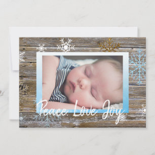 Tarjeta Festiva Navidades de fotografía de la familia Peace Love J