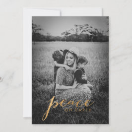 Tarjeta Festiva Navidades de fotografía de la familia Peace on Ear