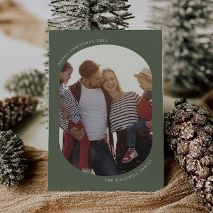 Tarjeta Festiva NAVIDADES de fotografía de la familia POPPY Green 