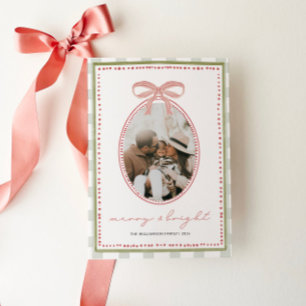Tarjeta Festiva Navidades de fotografía de la familia Preppy Vinta