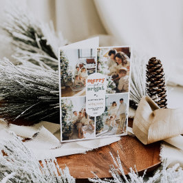 Tarjeta Festiva Navidades de fotografía de la familia Retro