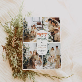 Tarjeta Festiva Navidades de fotografía de la familia Retro