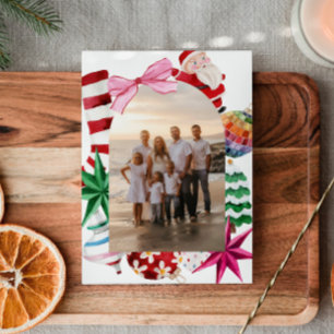 Tarjeta Festiva Navidades de fotografía de la familia Retro Waterc