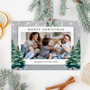 Tarjeta Festiva Navidades de fotografía de la familia Rustic Pine 
