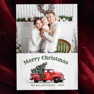 Tarjeta Festiva Navidades de fotografía de la familia Rustic Vinta