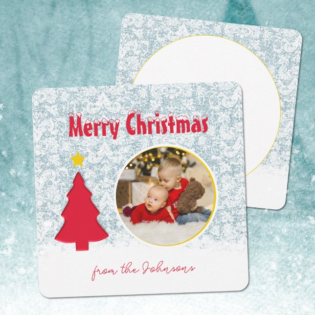 Tarjeta Festiva Navidades de fotografía de la familia Winter Scene (Winter Scene Family Photo Christmas Greeting Holiday Card ©Susanne Sachers - Sunny Mind Design 🌞)