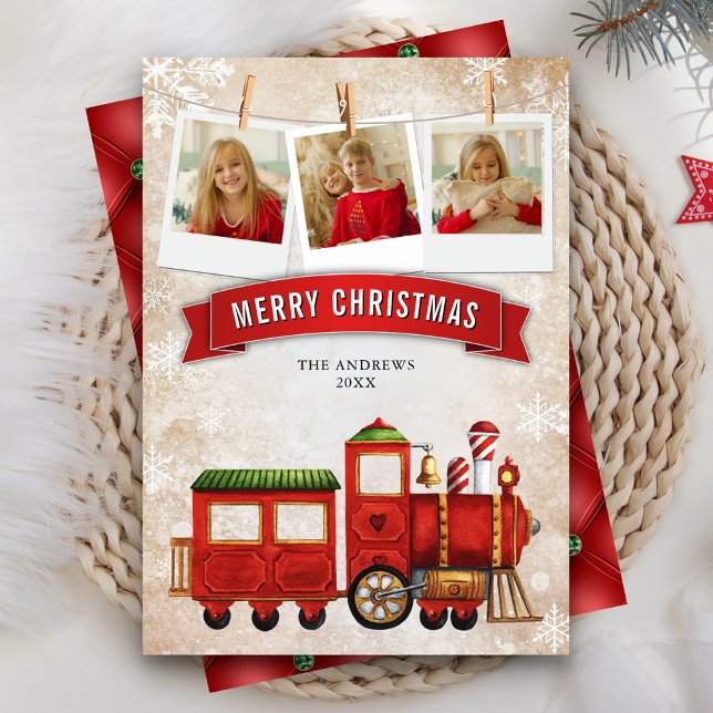 Tarjeta Festiva Navidades de fotografía de la Locomotora del Tren  (Subido por el creador)