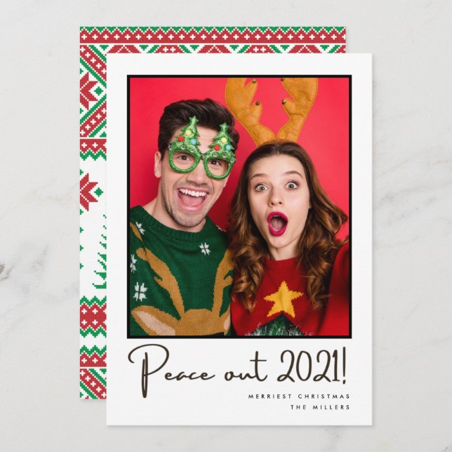 Tarjeta Festiva Navidades de fotografía de la pareja de diversión  (Anverso / Reverso)