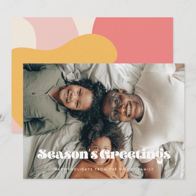 Tarjeta Festiva Navidades de fotografía de la temporada de retro v (Anverso / Reverso)