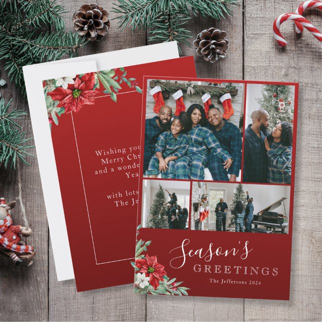 Tarjeta Festiva Navidades de fotografía de la temporada de saludos (Season's Greetings Photo Christmas Holiday Card)